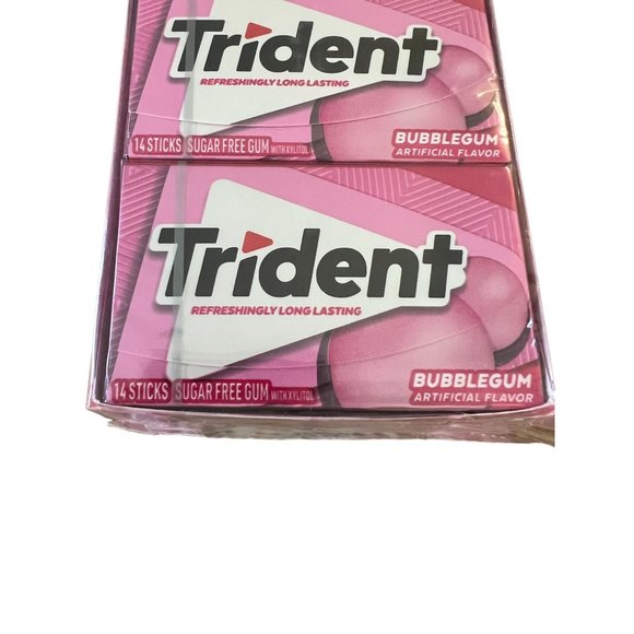 Trident Bubble Gum Flavored Sugar Free Gum Total 24 packs 14 sticks each NEW - Picture 2 of 4